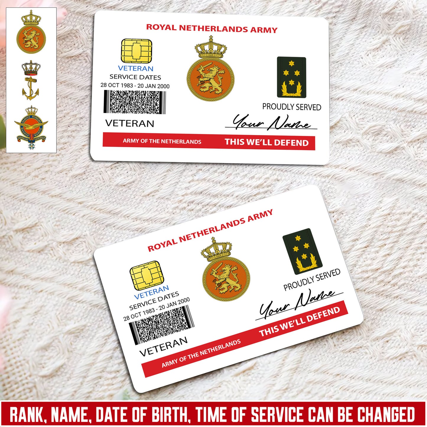 Personalized Netherlands Soldier/ Veteran With Rank, Name And Year Aluminum Wallet Card - 17472672