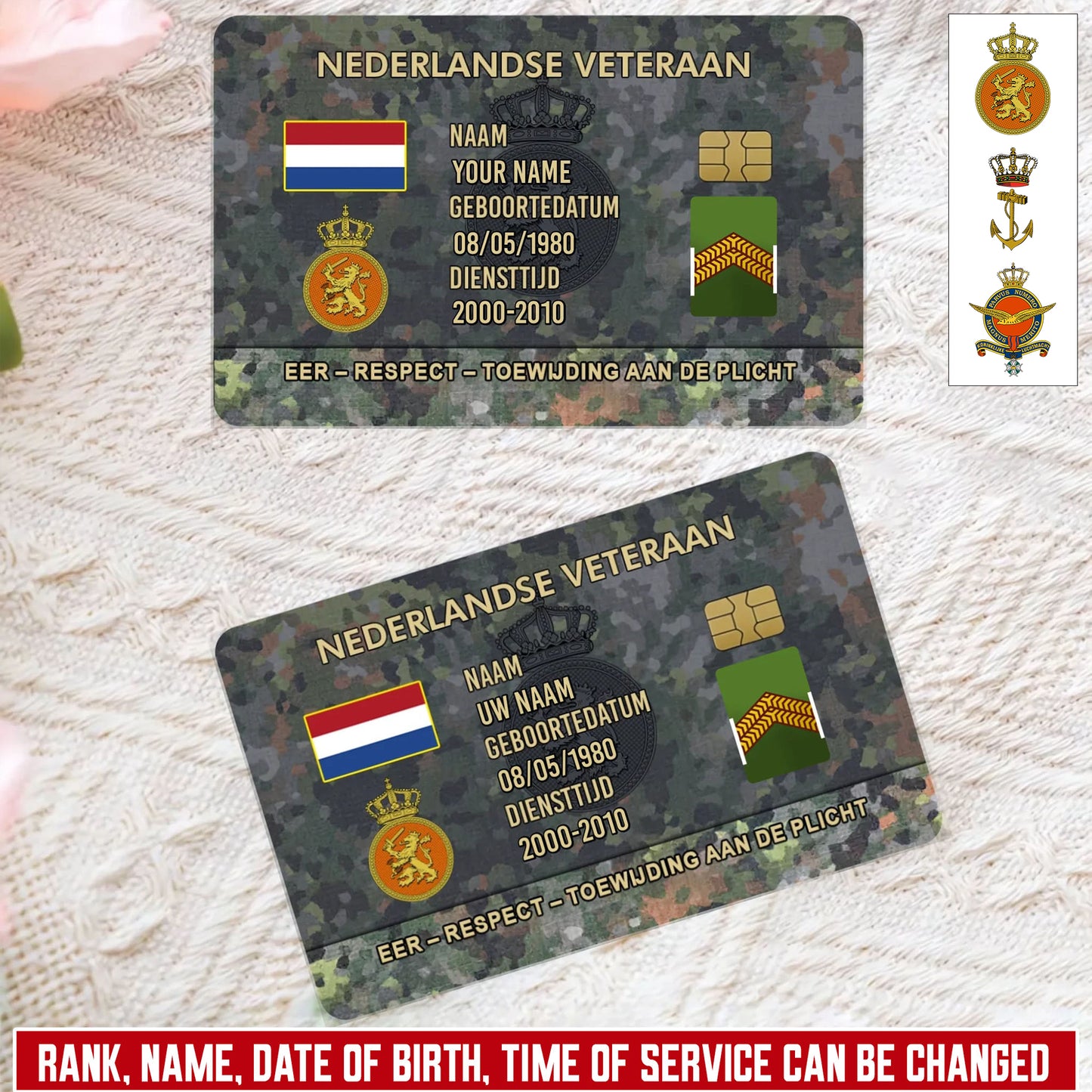 Personalized Netherlands Soldier/ Veteran With Rank, Name And Year Aluminum Wallet Card - 17637696