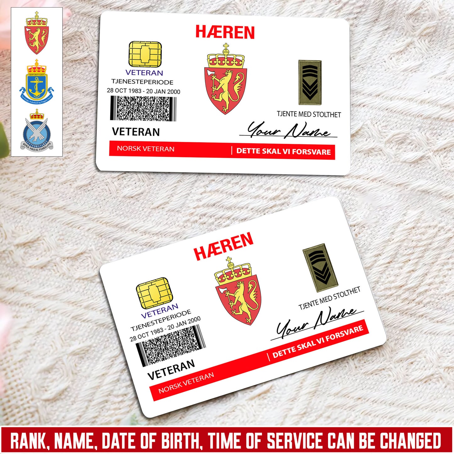 Personalized Norway Soldier/ Veteran With Rank, Name And Year Aluminum Wallet Card - 17671392