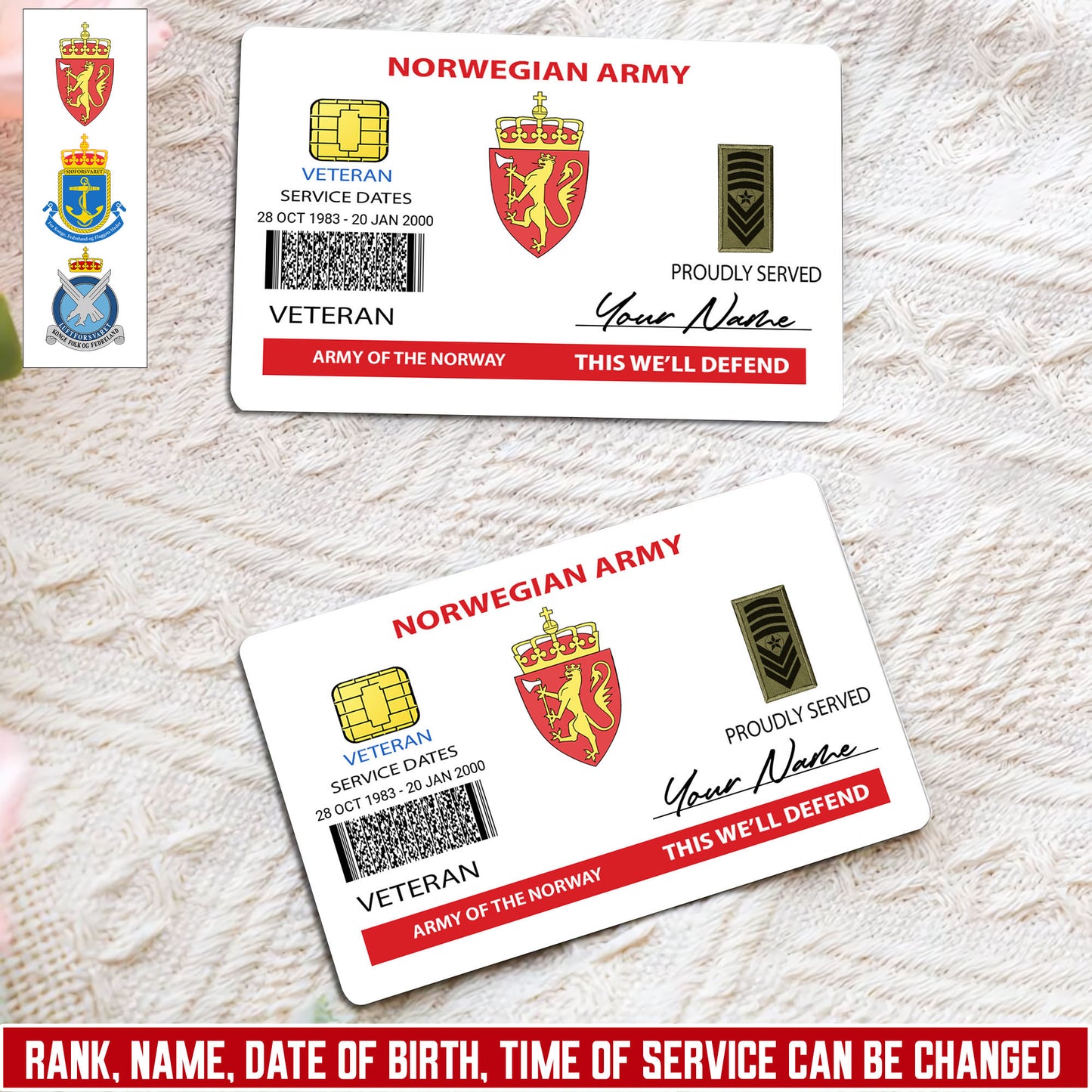 Personalized Norway Soldier/ Veteran With Rank, Name And Year Aluminum Wallet Card - 17472672