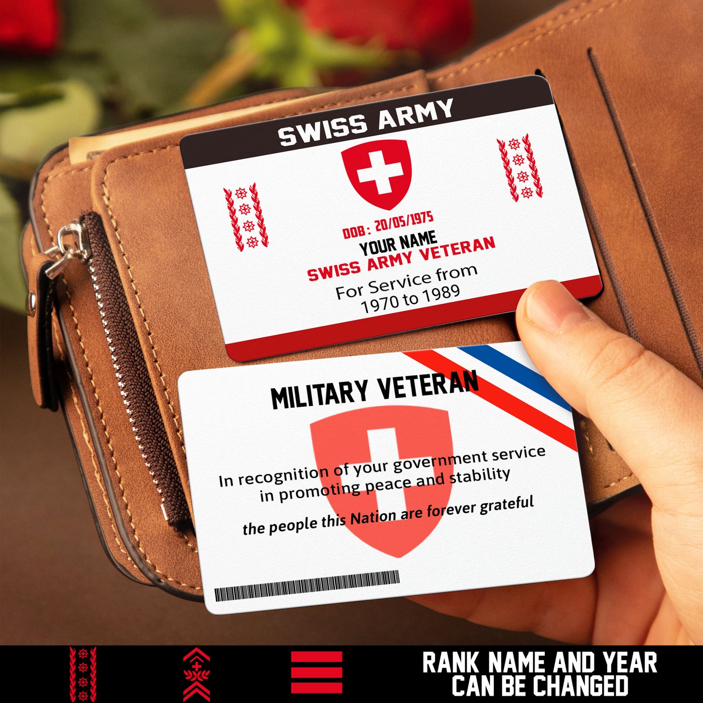 Personalized Swiss Soldier/ Veteran With Rank, Name And Year Aluminum Wallet Card - 17471808