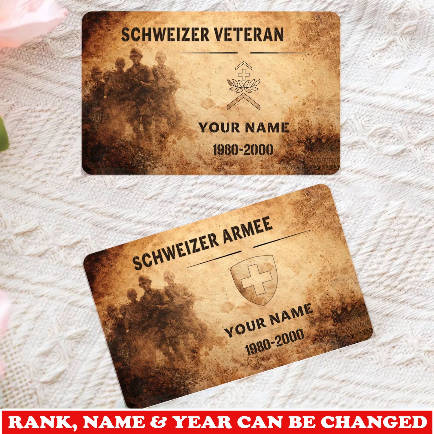 Personalized Swiss Soldier/ Veteran With Rank, Name And Year Aluminum Wallet Card - 17735328
