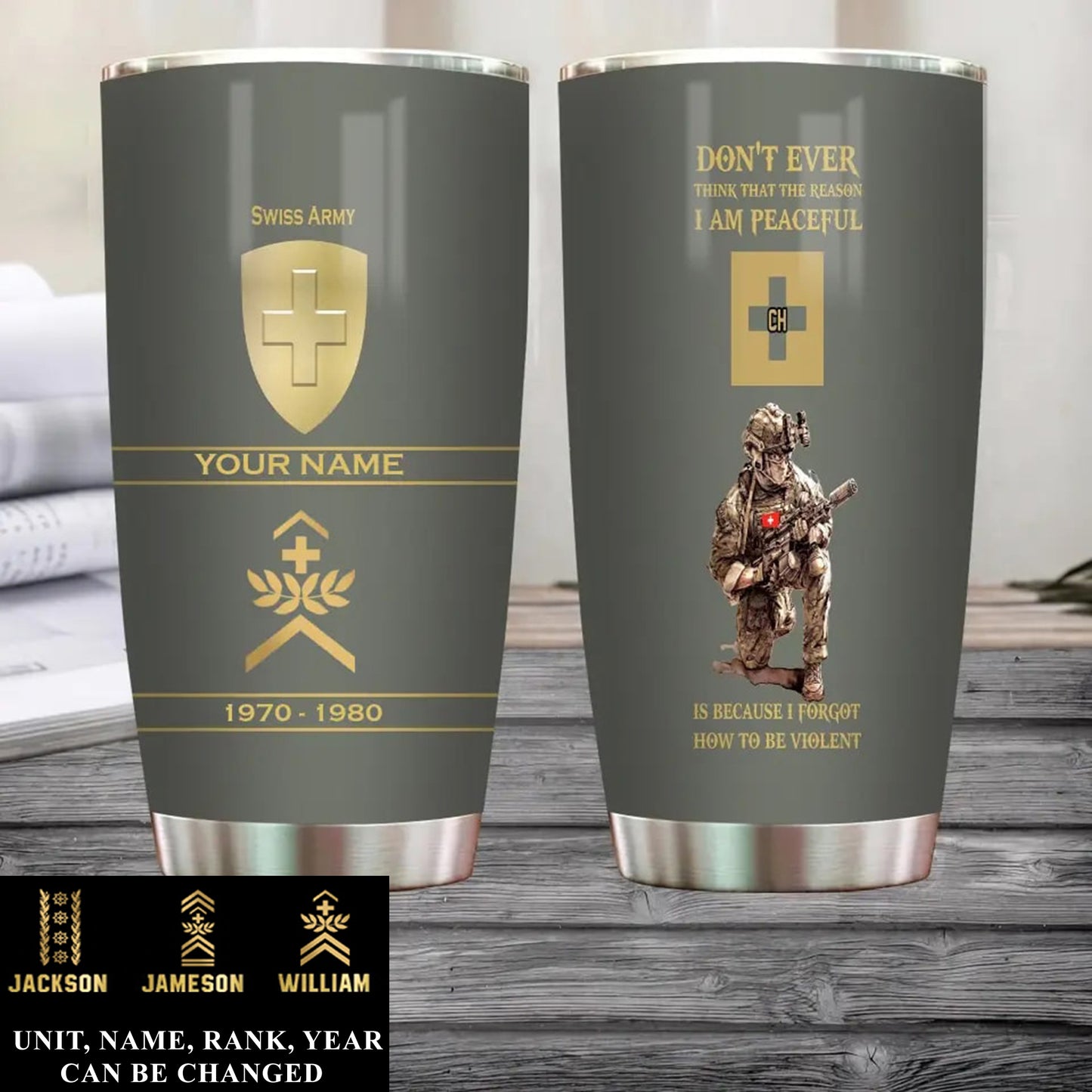 Personalized Swiss Veteran/ Soldier With Rank, Year And Name Tumbler All Over Printed - 17180640