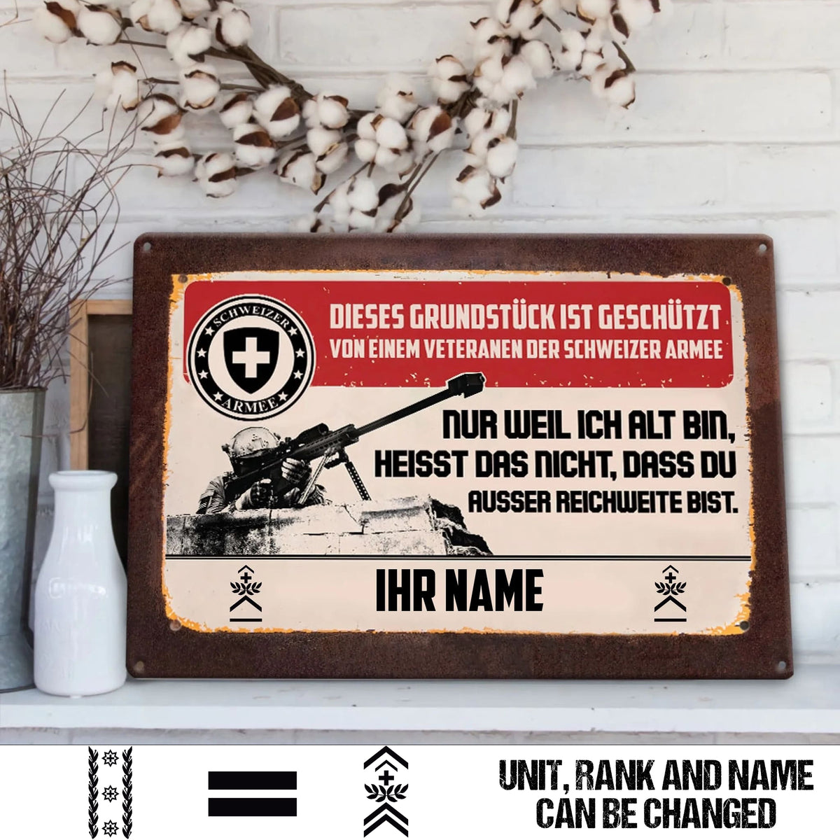 Personalized Swiss Soldier/ Veteran Cut Metal Sign - 17476992