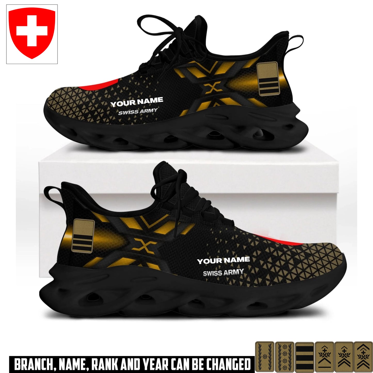 Personalized Swiss Soldier/ Veteran With Name And Rank Men Sneakers - 17592768