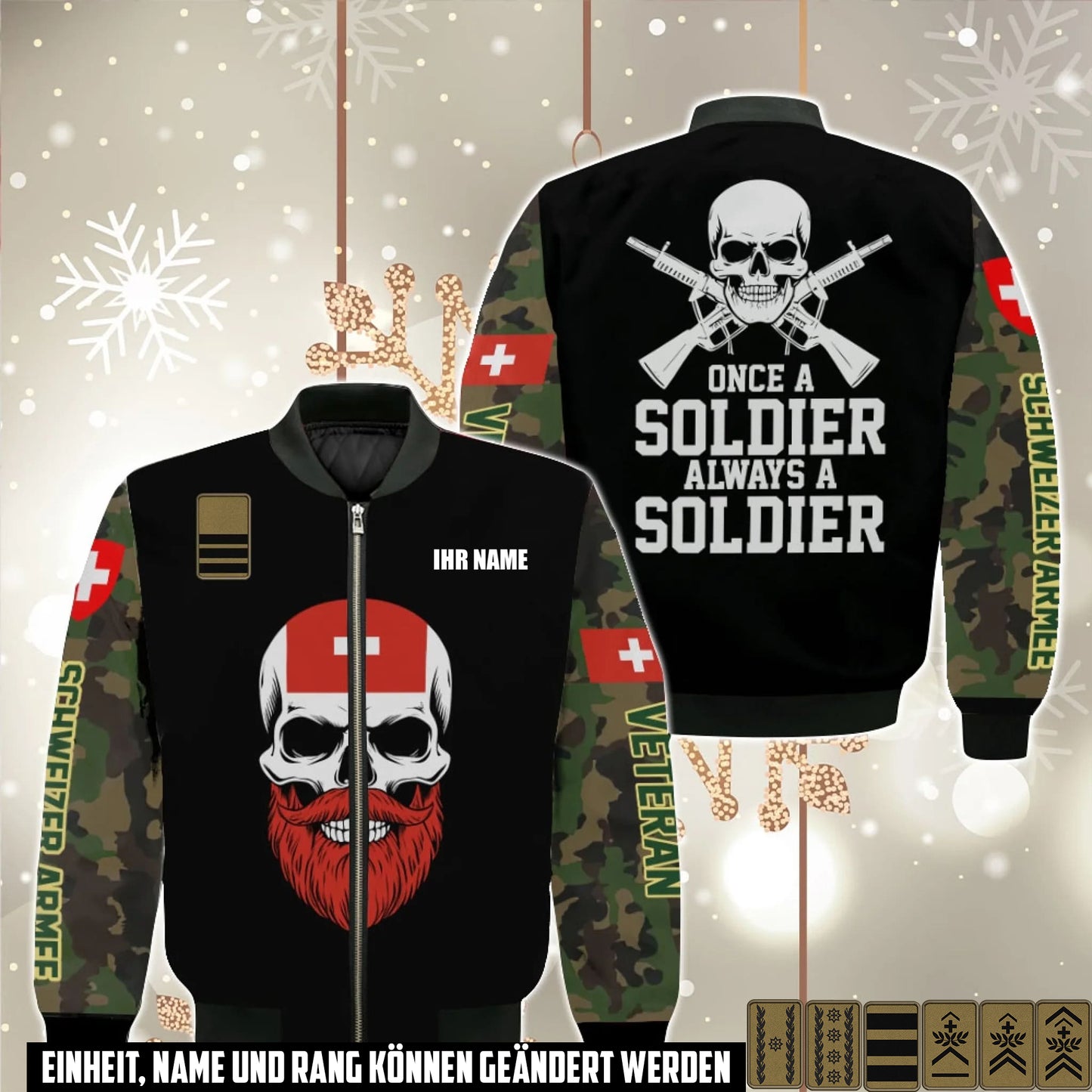 Schweizer Militär Veteran Bomberjacke – Individuell mit Name & Rang - 17580672