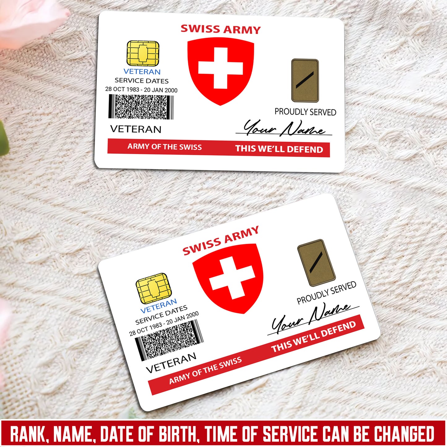 Personalized Swiss Soldier/ Veteran With Rank, Name And Year Aluminum Wallet Card - 17472672