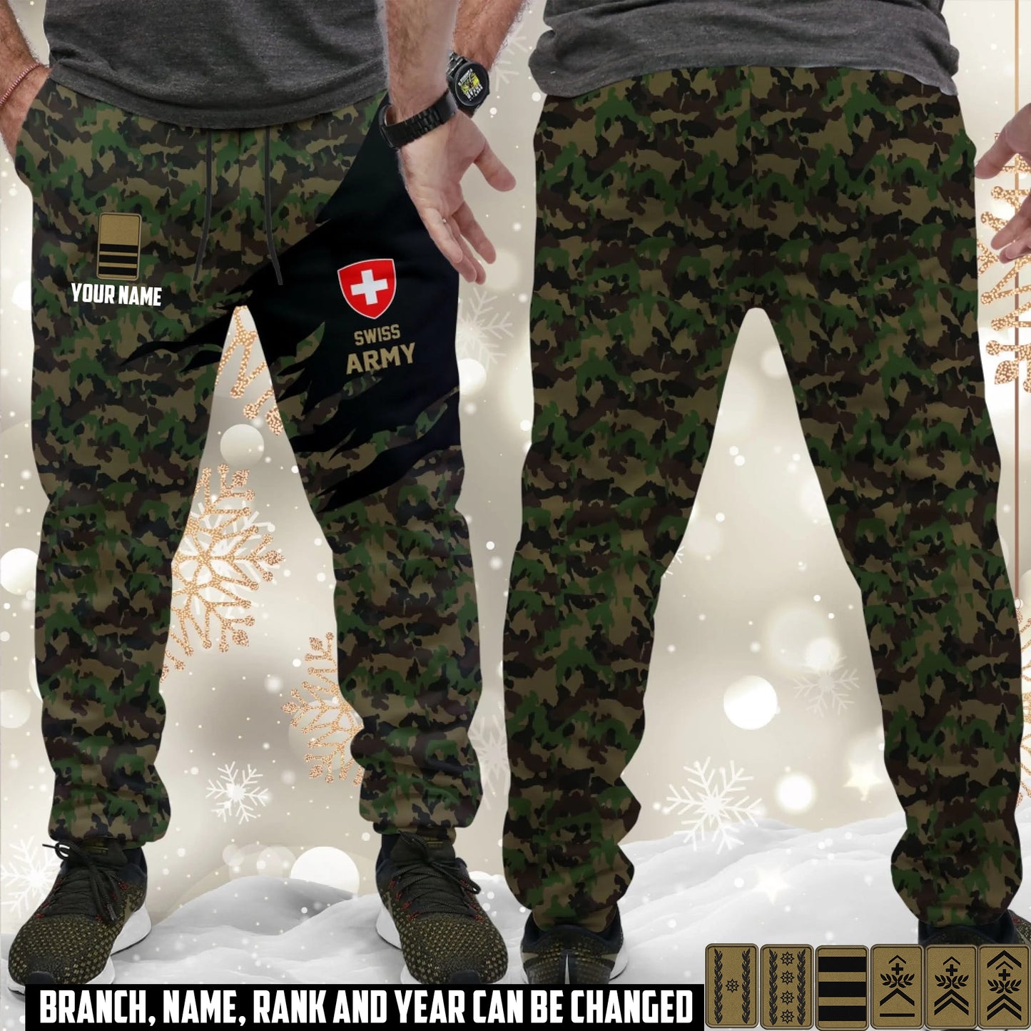 Personalized Swiss Soldier/ Veteran With Name And Rank Unisex Jogger - 17584128