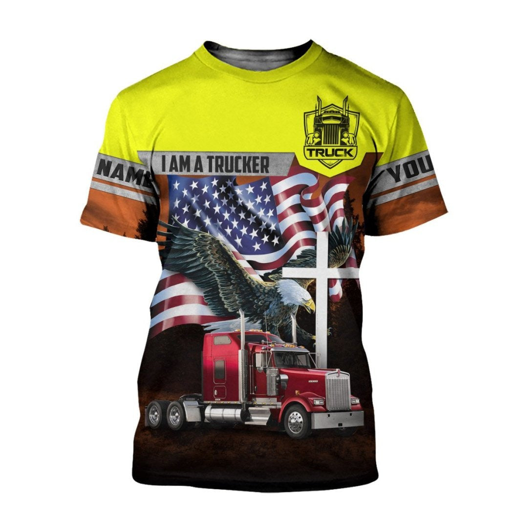 T-shirts unisexes 3D drôles de camionneur avec nom personnalisé