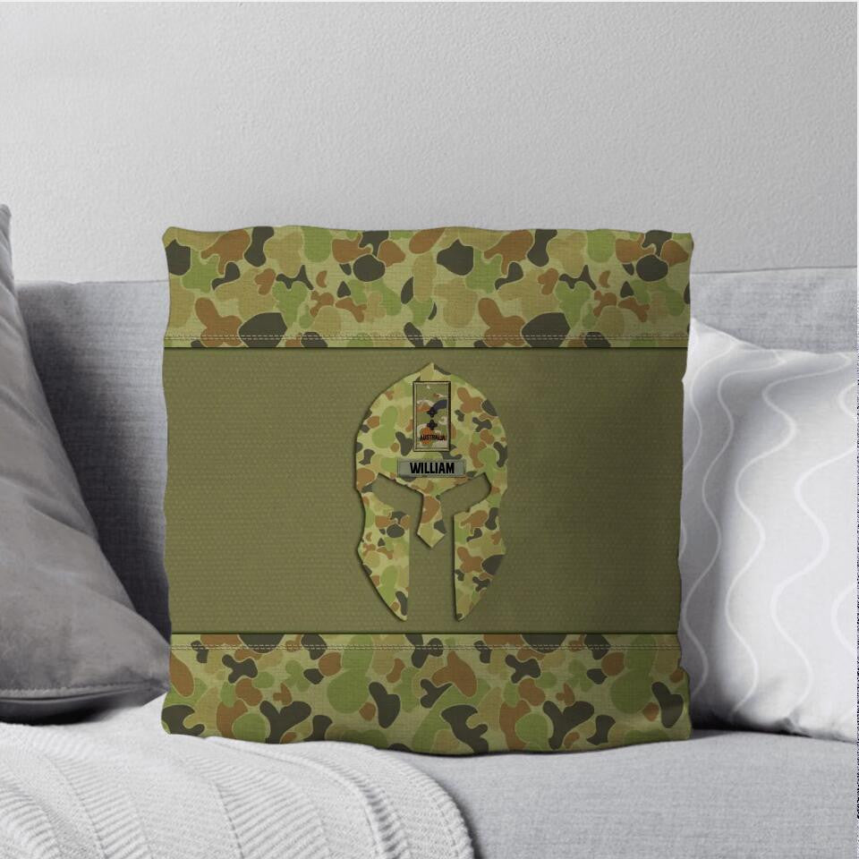 Coussin personnalisé imprimé camouflage spartiate pour vétérans/soldats australiens