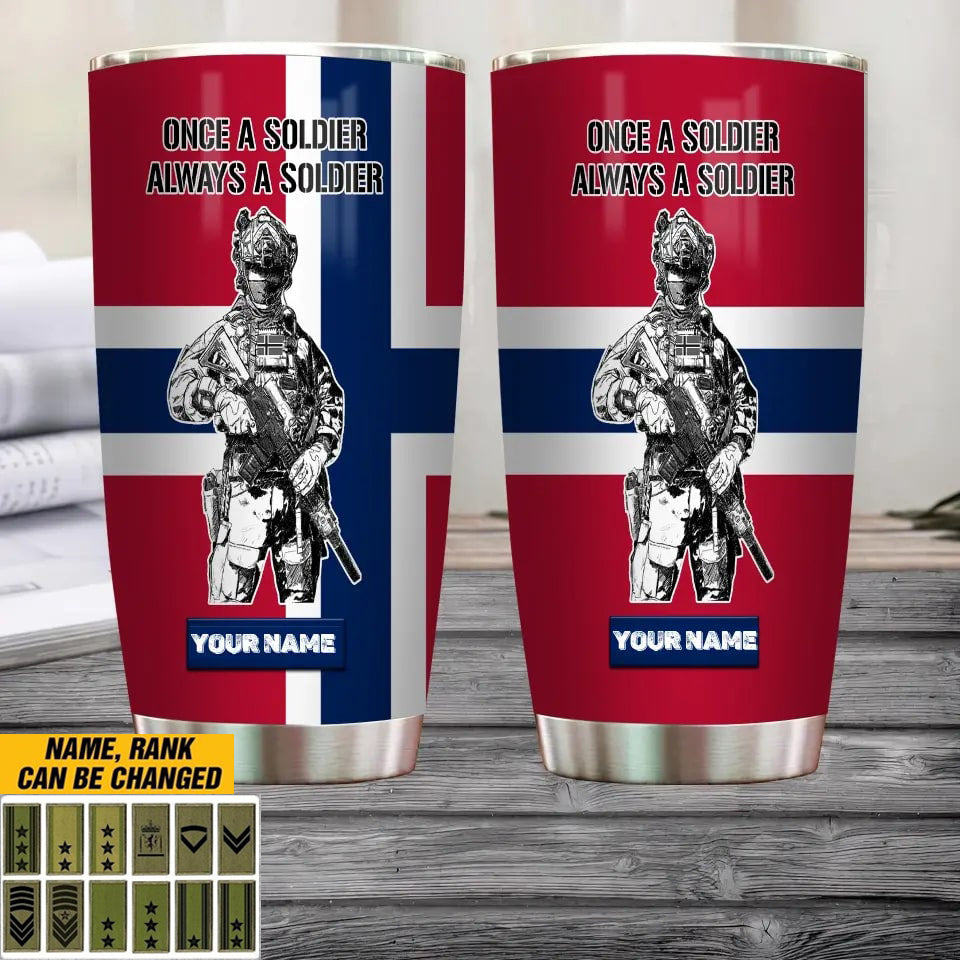 Personalized Norway Veteran/Soldier With Rank And Name Camo Tumbler All Over Printed - 1681776001