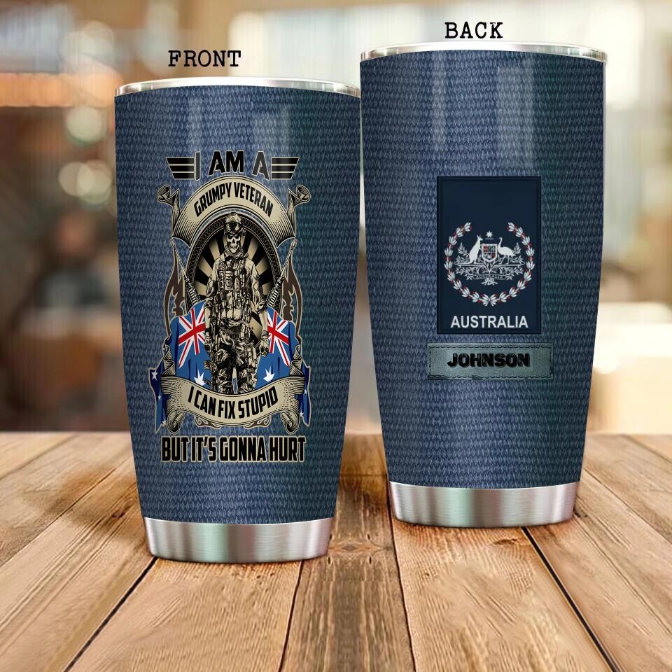 Personalized Australian Veteran/ Soldier Camo Tumbler All Over Printed Personalized Australian Veteran/ Soldier With Rank And Name Camo Tumbler All Over Printed 1824249415