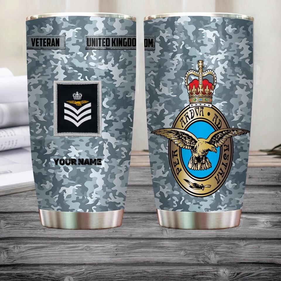 Personalized United Kingdom Veteran/ Soldier With Rank And Name Camo Tumbler All Over Printed - 17068320