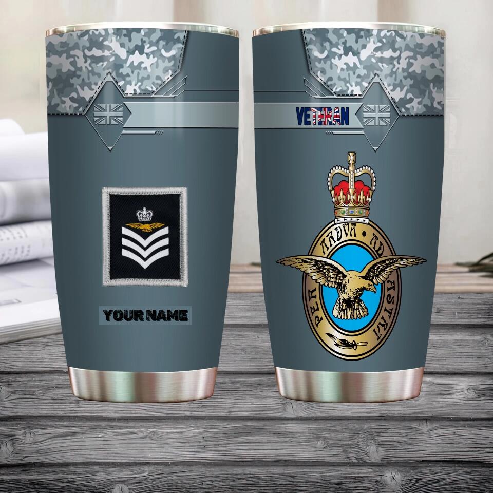 Personalized United Kingdom Veteran/ Soldier With Rank And Name Camo Tumbler All Over Printed - 17068320