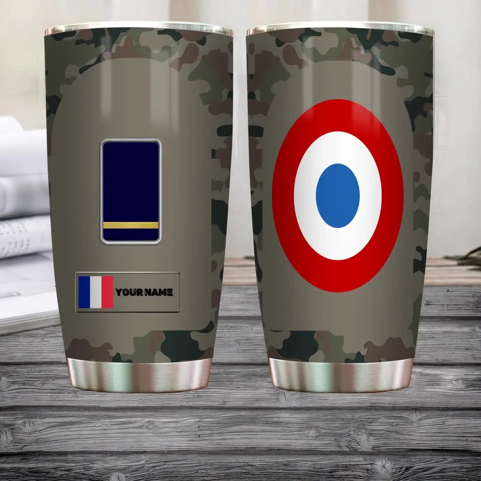 Verre personnalisé avec motif camouflage pour vétéran/soldat français avec rang et nom - 2605230001 - D04