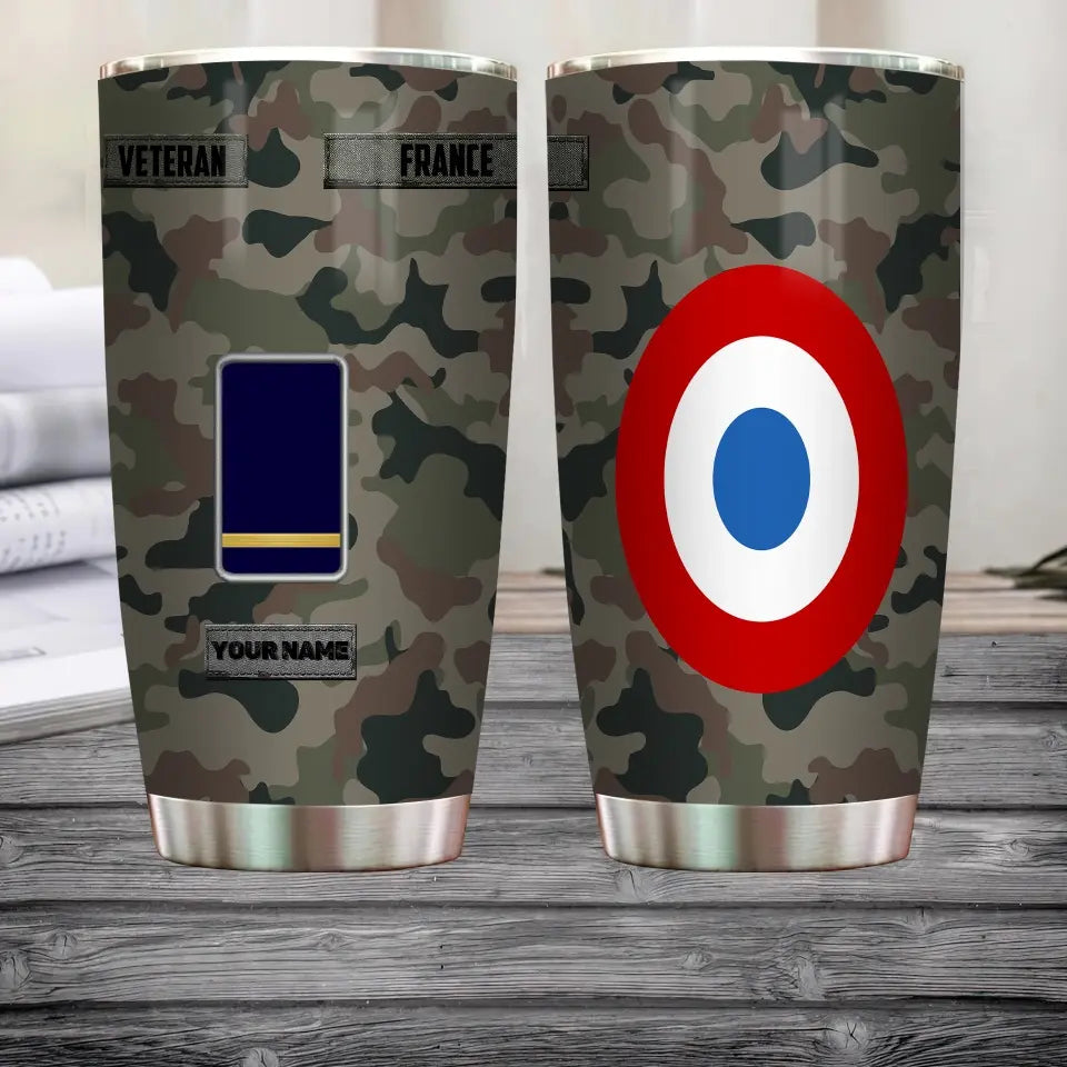 Verre personnalisé avec motif camouflage pour vétéran/soldat français avec rang et nom - 2605230003 - D04