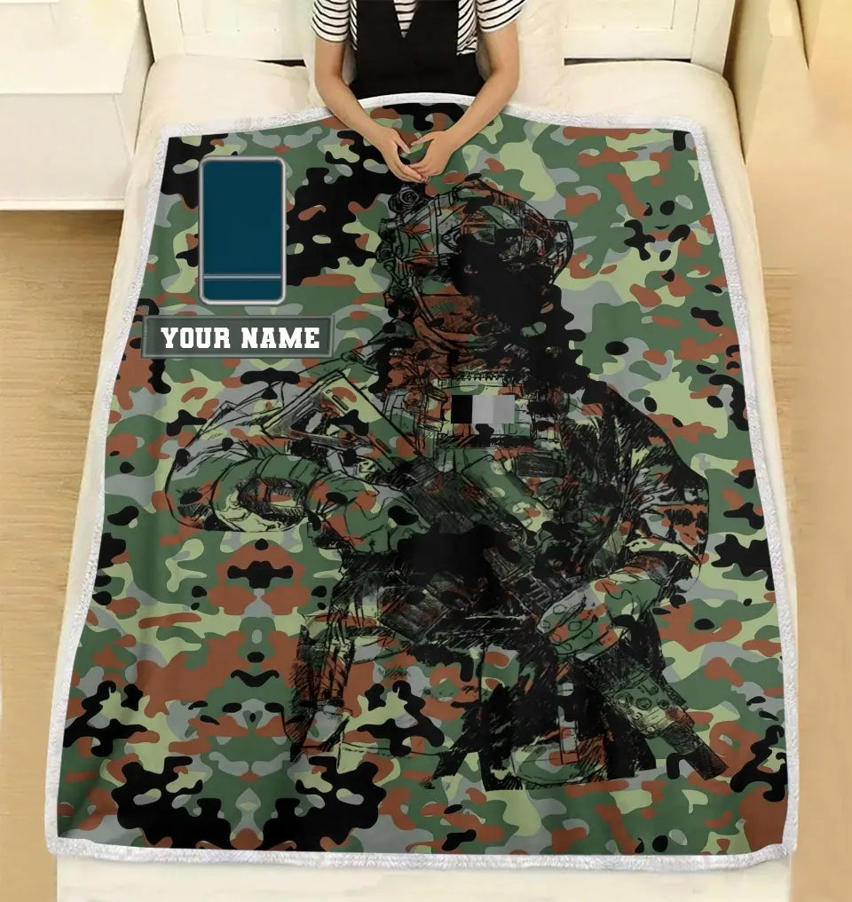 Personalized Belgium Solider/ Veteran Camo With Name And Rank Fleece Blanket 3D Printed - 17229024