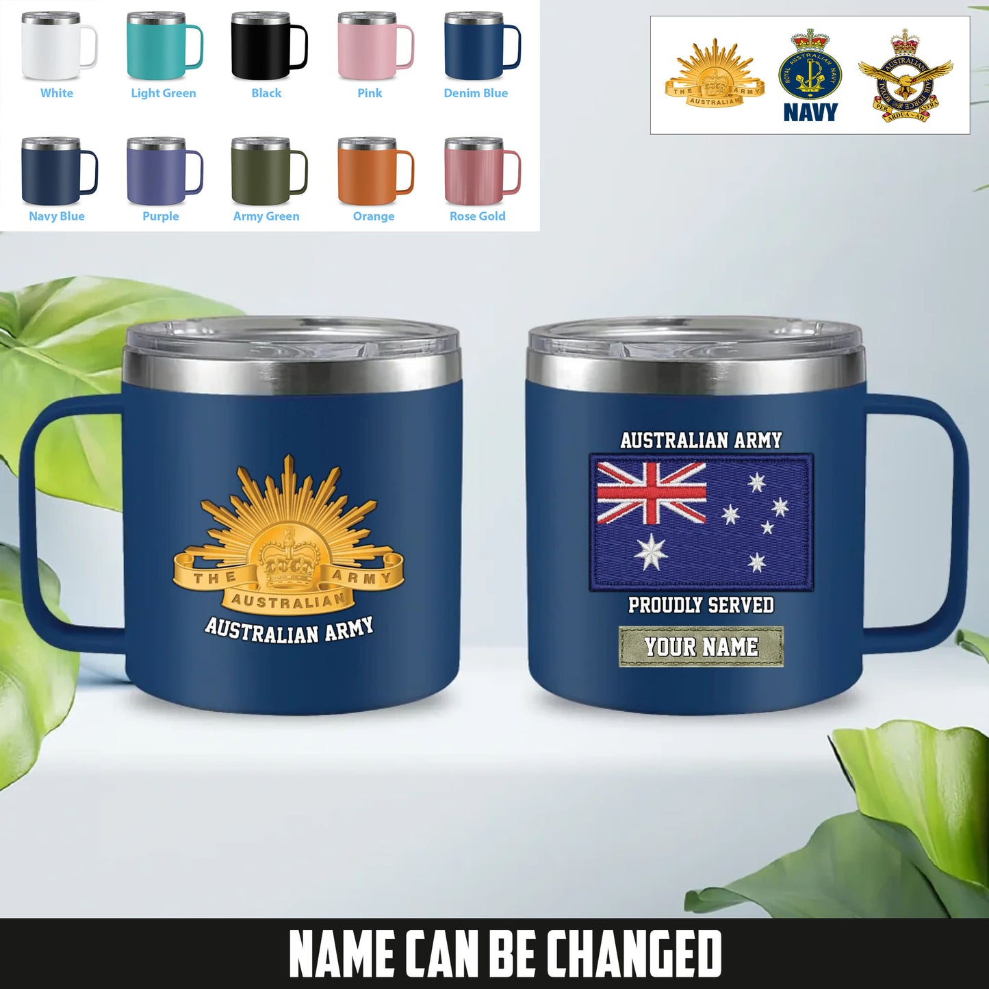 Personalized Australia Soldier/ Veteran With Name  Stainless Steel Coffee Mug Printed - 1761177602