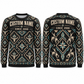 Personalized Bull Rider Western Repeat All-Over Print Crewneck Sweater: front and back design mockups with CUSTOM NAME and SINCE 2000