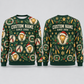 Personalized Electric Crew Holiday Repeat All-Over Print Crewneck Sweater: front and back design mockups with CUSTOM NAME and SINCE 2000
