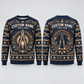 Personalized Electrician Heritage Holiday All-Over Print Crewneck Sweater: front and back design mockups with CUSTOM NAME and SINCE 2000