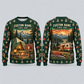 Personalized Firefighter Camp Weekend All-Over Print Crewneck Sweater: front and back design mockups with CUSTOM NAME and SINCE 2000