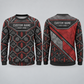 Personalized Firefighter Station Geometry All-Over Print Crewneck Sweater: front and back design mockups with CUSTOM NAME and SINCE 2000