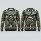 Personalized Roof Crew Holiday Repeat All-Over Print Crewneck Sweater: front and back design mockups with CUSTOM NAME and SINCE 2000