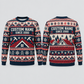 Personalized Roofer Fair Isle Christmas All-Over Print Crewneck Sweater: front and back design mockups with CUSTOM NAME and SINCE 2000