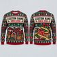 Personalized Roof Crew Holiday Toolbelt All-Over Print Crewneck Sweater: front and back design mockups with CUSTOM NAME and SINCE 2000