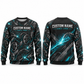 Personalized Welder Arc Geometry All-Over Print Crewneck Sweater: front and back design mockups with CUSTOM NAME and SINCE 2000