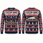 Personalized Carpenter Printed Fair Isle Christmas All-Over Print Crewneck Sweater: front and back design mockups with CUSTOM NAME and SINCE 2000