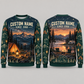 Personalized EMS Camp Weekend All-Over Print Crewneck Sweater: front and back design mockups with CUSTOM NAME and SINCE 2000
