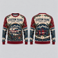 Personalized EMS Service Heritage Holiday All-Over Print Crewneck Sweater: front and back design mockups with CUSTOM NAME and SINCE 2000