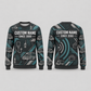 Personalized EMS Response Geometry All-Over Print Crewneck Sweater: front and back design mockups with CUSTOM NAME and SINCE 2000