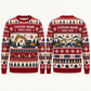 Personalized Excavator Operator Printed Fair Isle Christmas All-Over Print Crewneck Sweater: front and back design mockups with CUSTOM NAME and SINCE 2000