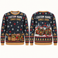 Personalized Excavator Operator Holiday Operator Kit Illusion All-Over Print Crewneck Sweater: front and back design mockups with CUSTOM NAME and SINCE 2000