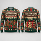 Personalized Logger Timber Crew Holiday Toolbelt Illusion All-Over Print Crewneck Sweater: front and back design mockups with CUSTOM NAME and SINCE 2000