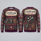 Personalized Mechanic Garage Crew Holiday Medallions All-Over Print Crewneck Sweater: front and back design mockups with CUSTOM NAME and SINCE 2000