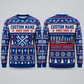 Personalized Mechanic Printed Fair Isle Christmas All-Over Print Crewneck Sweater: front and back design mockups with CUSTOM NAME and SINCE 2000
