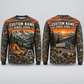 Personalized Trucker Highway Camp Weekend All-Over Print Crewneck Sweater: front and back design mockups with CUSTOM NAME and SINCE 2000