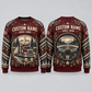 Personalized Trucker Open Road Heritage Holiday All-Over Print Crewneck Sweater: front and back design mockups with CUSTOM NAME and SINCE 2000