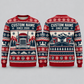 Personalized Trucker Printed Fair Isle Christmas All-Over Print Crewneck Sweater: front and back design mockups with CUSTOM NAME and SINCE 2000