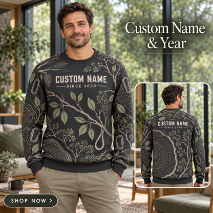Personalized Arborist Canopy Geometry All-Over Print Crewneck Sweater: advertising lifestyle mockup