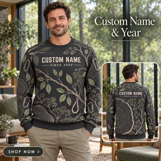 Personalized Arborist Canopy Geometry All-Over Print Crewneck Sweater: advertising lifestyle mockup