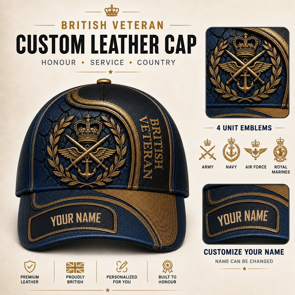 Personalized Name UK Soldier/Veterans All Over Printed Baseball Cap - QK1779667219