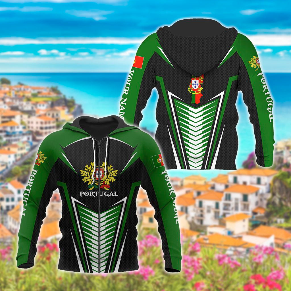 Customize Portugal Coat Of Arms And Map Unisex Adult Hoodies