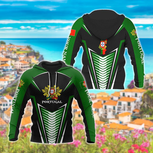 Customize Portugal Coat Of Arms And Map Unisex Adult Hoodies