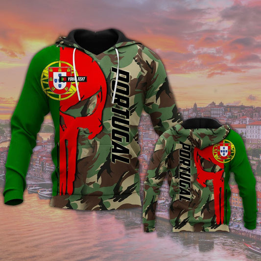 Customize Portugal Skull Unisex Adult Hoodies