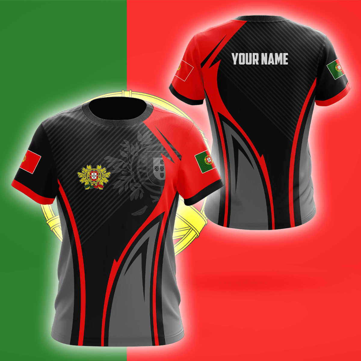 Customize Portugal Free Fire And Coat Of Arms Unisex Adult Shirts